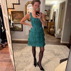 Max & Cleo Teal Ruffled Mini Dress